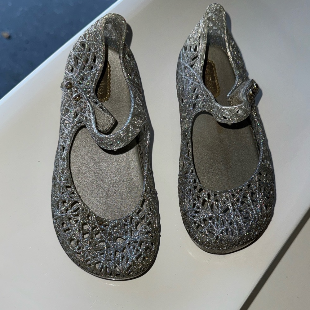 Mini Melissa Sparkly Silver Kids Shoes